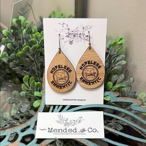 Mended & Co. Wooden Hopeless Ramentic  Teardrop Earrings Ramen Lovers!